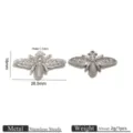 Stainless steel bee charm pendant with rhinestones for DIY jewelry making accessories. - Bee Shaped Pendant (JZ013-1)