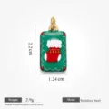 Pendentif Chaussette de Noël Acier Inoxydable Mignon Résine DIY Bijou Charme 2.2cm - Pendentifs chaussette de Noël rectangulaires