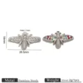 Stainless steel bee pendant DIY jewelry charm with colorful rhinestones, size 28.5x18mm. - Bee Shaped Pendant (JZ014-1)