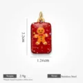 Pendentif bonhomme de pain d'épices Noël acier inoxydable résine UV breloque DIY cadeau - Pendentifs figurines de Noël rectangulaires