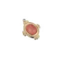 Vintage stainless steel oval pendant DIY jewelry accessory, gold finish pink stone - Vintage Stone Pendant / Pink