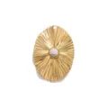 Pendentif ovale vintage en acier inoxydable avec pierre blanche pour fabrication de bijoux - Style Soleil Ovale / Lot de 4 / Blanc