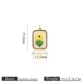 Pendentif ovale en acier inoxydable avec fleur brodée, accessoire de bijoux DIY naturel. - Style Ovale Petite Fleur Jaune (2)