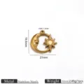 Close-up detail of vintage gold celestial pendant, showing moon and star texture and size. - Sun Moon Pendant