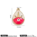 Stainless steel dopamine irregular teardrop pendant detail for DIY necklace jewelry making. - Water Drop Enamel Eye - Rose Red (JC100)