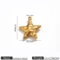 Stainless Steel Textured Star Pendant DIY Jewelry Accessory Gold Star Charm 27.6mm - Hammered Star Pendant (Without Chain)