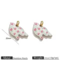 Colgante de pájaro esmaltado con flores de acero inoxidable para pulsera collar DIY. - Paloma Floral Rosa (Z5208) / Set de 2