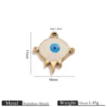 Stainless steel evil eye pendant gold tone enamel charm DIY jewelry making accessory - Bird Shape Enamel Eye - White (JC100)