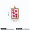 Pendentif ovale en acier inoxydable avec broderie de fleurs pour collier bijou DIY - Style Ovale Fleur Rose Et Verte (4)