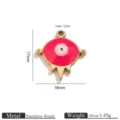 Stainless steel evil eye charm pendant DIY jewelry making component 17x16mm gold pink - Bird Shape Enamel Eye - Rose Red (JC100)