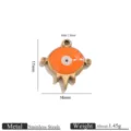 Stainless steel irregular pendant charm necklace jewelry accessory detail view display - Bird Shape Enamel Eye - Orange (JC100)