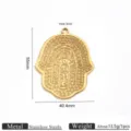 Edelstahl Hamsa Hand Anhänger Böser Blick goldene Glückskette Mode Schmuck Accessoires - Hand der Fatima Anhänger Kleine Größe (Z4614)