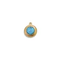 Pendentif rond en turquoise en acier inoxydable accessoire de bijoux DIY collier - Incrustation Ronde à Dos Plat / Turquoise