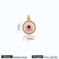 Pendentif fleur brodée en acier inoxydable accessoire bijou DIY style naturel charme. - Style Rond Petite Fleur Rose (9)
