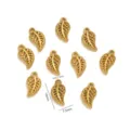 Ciondoli a foglia in acciaio inossidabile dorato, accessori fai da te per collane 14x7.5mm - Stile Foglia Svuotata / Confezione da 5 / Oro