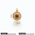 Pendentif fleur brodée en acier inoxydable accessoire bijoux DIY, 18x15mm, léger 2g. - Style Rond Marguerite Rose (10)