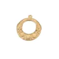 Gouden roestvrijstalen ronde DIY kettinghanger met vintage textuurdetails en oogje. - Gouden Ring Tray Hanger / 4mm Houder