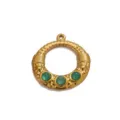 Roestvrijstalen gouden hanger met drie groene stenen voor DIY ketting sieraden accessoire. - Natuurstenen Hanger Stijl / Groen Kristal