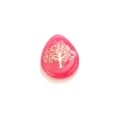 Pendentif goutte rose avec motif arbre de vie doré, accessoire de bijoux faits main DIY. - Pendentif Arbre de Vie Rose Type 2