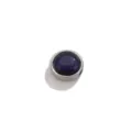 Colgante de dijes de piedra redonda azul oscuro de acero inoxidable collar DIY joyas. - Estilo Piedra Azul Perforada en Torno / 8mm / Color acero
