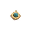 Bonito colgante turquesa retro de acero inoxidable collar diy joyería oro cuadrado - Estilo Turquesa Patrón Rombico / Dorado