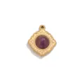 Colgante Piedra Púrpura Vintage de Acero Inoxidable Collar Accesorio de Joyería - Estilo Amatista Patrón Rombico / Dorado