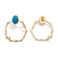 Roestvrijstalen gouden tak oorbellen met blauwe turkoois steen, DIY sieraden accessoire. - Gouden Patroon Ovale Stijl / Donkerturquoise