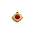 Colgante cuadrado de acero inoxidable con piedra roja agrietada, accesorio DIY retro. - Estilo Turquesa Roja Patrón Rombico / Dorado