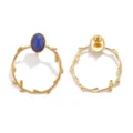 Roestvrij staal goud tak holle ronde hanger met blauwe steen DIY sieraden accessoire - Gouden Patroon Ovale Stijl / Lapis Blauw
