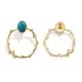 Roestvrijstalen tak turkoois steen oorbel bevinding DIY sieraden accessoire variant item - Gouden Patroon Ovale Stijl / Lichtturquoise