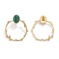 Roestvrijstalen gouden takhanger met groene malachietsteen voor DIY sieraden maken. - Gouden Patroon Ovale Stijl / Malachietgroen