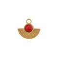 Roestvrijstalen waaierhanger met rode steen voor DIY ketting handgemaakte sieraden - Gouden Waaier / 6mm Natuursteen / Rode Turkoois