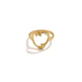 Bague cœur étreinte mains en acier inoxydable doré bijou romantique minimaliste - Bague Palmier Coeur Dorée