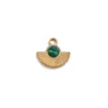 Roestvrijstalen waaier hanger met groene malachiet steen voor handgemaakte DIY sieraden - Gouden Waaier / 6mm Natuursteen / Malachietgroen