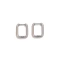 Pendientes de aro rectangulares de acero inoxidable, argollas plateadas minimalistas. - Estilo de Hebilla de Oreja Cuadrada / 2.5*15*20mm / Color acero
