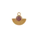 Roestvrijstalen waaierhanger met paarse steen, ideaal voor DIY handgemaakte sieraden. - Gouden Waaier / 6mm Natuursteen / Paars Goud