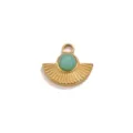 Roestvrijstalen waaier edelsteen hanger ketting DIY sieraden accessoire goud groene steen - Gouden Waaier / 15x13,5mm (5mm Natuursteen) / Bleekgroen