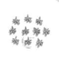Pendentif mini fleur en acier inoxydable accessoire bijoux DIY 8.5x7.5mm trou 1.7mm - Forme Radiale à Plusieurs Griffes / Lot de 5 / Acier