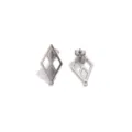 Pendientes de tuerca de rombo geométrico de acero inoxidable piezas de joyería hechas a mano - Estilo Botón Hueco Rombico Grande / Color acero