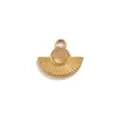 Roestvrijstalen waaier vormige zonnestraal steen hanger DIY ketting sieraden accessoire variant. - Gouden Waaier / 15x13,5mm (5mm Natuursteen) / Rozenkwarts Kleur