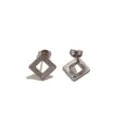 Componentes de pendientes cuadrados huecos de acero inoxidable para joyas de bricolaje. - Estilo Botón Hueco Rombico Pequeño / Color acero