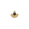 Roestvrijstalen waaier vormige hanger met zwarte steen voor DIY handgemaakte ketting. - Gouden Waaier / 15x13,5mm (5mm Natuursteen) / Zwart turkoois Kleur
