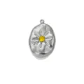 Colgante floral de acero inoxidable con gema amarilla, accesorio de collar DIY retro. - Colgante Ovalado Irregular Circonia Amarillo / Color acero