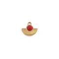Roestvrij Stalen Waaier Vormige Rode Steen Hanger Voor DIY Sieraden Maken Accessoire - Gouden Waaier / 15x13,5mm (5mm Natuursteen) / Rode Turkoois