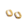 Boucles d'oreilles créoles ovales en acier inoxydable doré et pierre bleue bijoux - Manchette d'Oreille Ovale Dorée Avec Pierres Bleu Roi