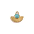 Roestvrij Staal Waaiervormige Turquoise Hanger DIY Ketting Sieraden Maak Accessoire - Gouden Waaier / 15x13,5mm (5mm Natuursteen) / Turkoois
