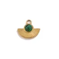 Roestvrijstalen waaier hanger met groene steen, DIY ketting sieraden accessoire component. - Gouden Waaier / 15x13,5mm (5mm Natuursteen) / Malachietgroen