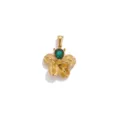 Roestvrij staal druppel bloem groene steen hanger voor DIY ketting sieraden maken - Bloem Ingelegd met Strass / Groen