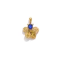Roestvrij staal blauwe steen bloem hanger DIY gouden ketting sieraden accessoire 1st - Bloem Ingelegd met Strass / Blauw