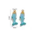 Blauer Emaillierter Fisch Anhänger DIY Schmuckstück 28x10mm vergoldet für Kette und Armband - Blaue Lasur Goldener Kopf (Stil 6)